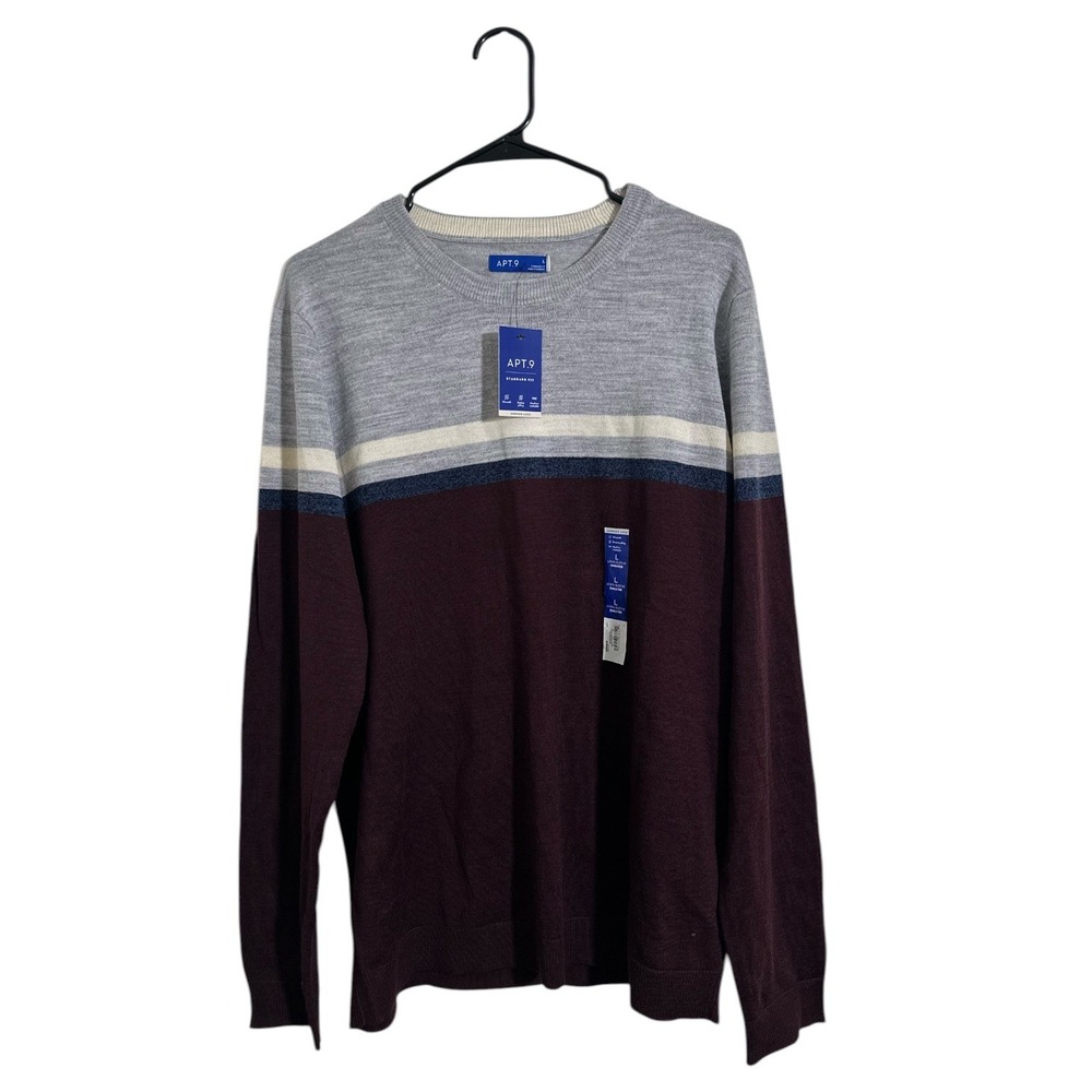 Apt 9 Modern Luxe Merino Wool Blend Colorblock Crewneck‎ Sweater Men's Large NWT